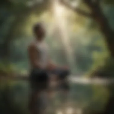 Person meditating in a serene environment