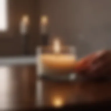 Soothing Candlelight for Mindfulness A close-up of a calming candle setup creating a soothing atmosphere