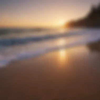 A calm beach at sunset with gentle waves
