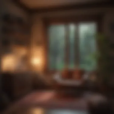 A cozy reading nook with soft lighting and a journal