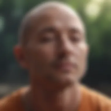 Close-up of a peaceful expression during meditation practice