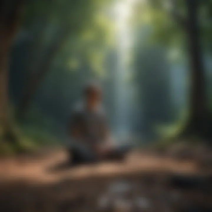 An individual meditating in a tranquil environment