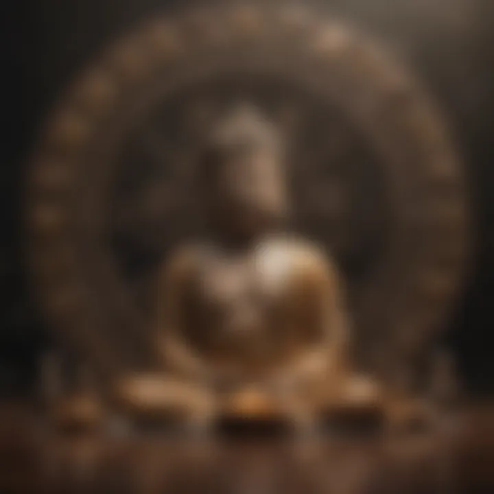 Buddha surrounded by symbols of mindfulness