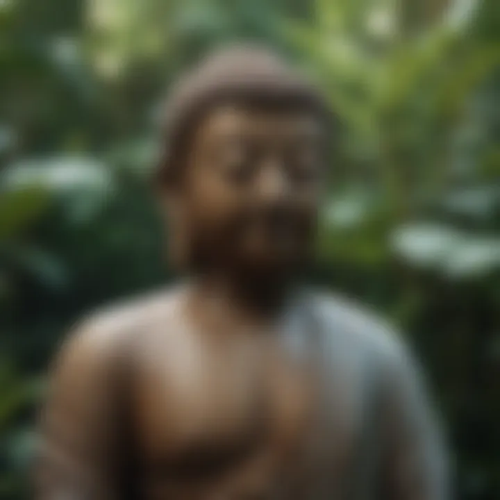 Serene Buddha statue amidst a tranquil garden