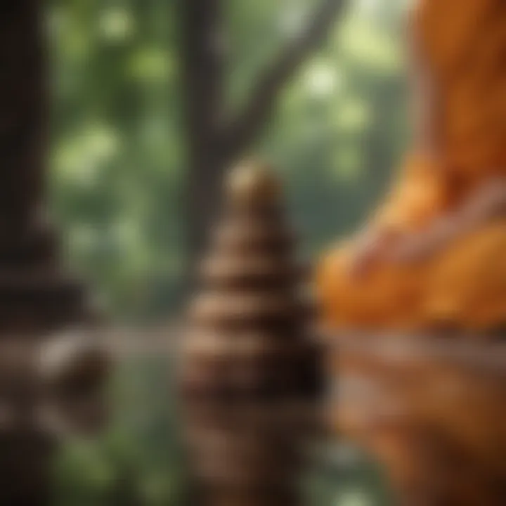 Symbols of Buddhist philosophy representing balance