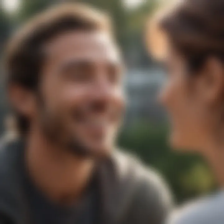 A person engaging in a friendly conversation with a smile