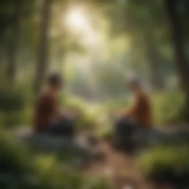 Creating Bonds in Nature: Leisure and Connection A serene park setting where two individuals are enjoying leisure activities together