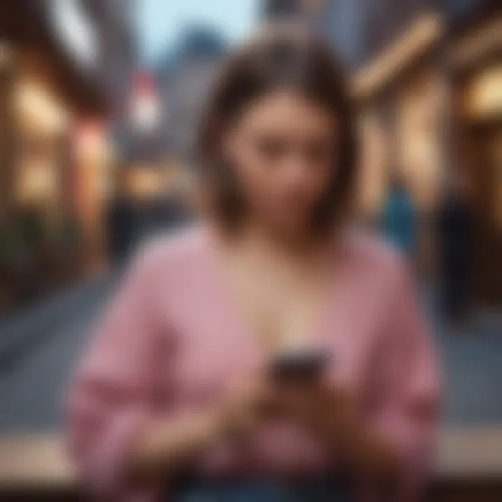 A person using a dating app on their smartphone