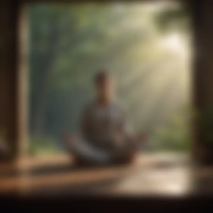 A person meditating in a tranquil setting, illustrating emotional regulation