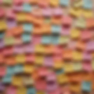 A close-up of handwritten gratitude notes on colorful sticky notes