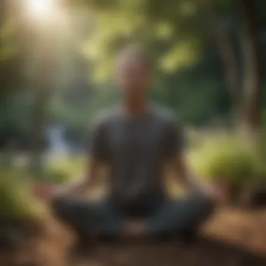 An individual in a meditative posture surrounded by nature