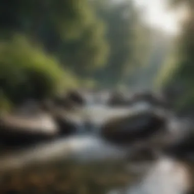 Serene Landscape with Flowing Water A serene landscape with soft flowing water
