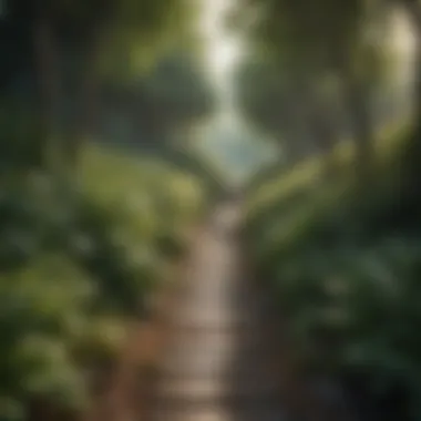 Pathway to Inner Calm Nature trail surrounded by lush greenery
