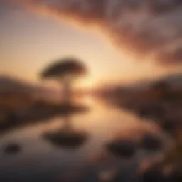 A serene landscape reflecting a sunrise, symbolizing new beginnings and hope