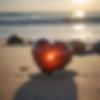 A heart-shaped stone on a calm beach