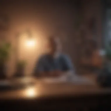 A person meditating at their desk