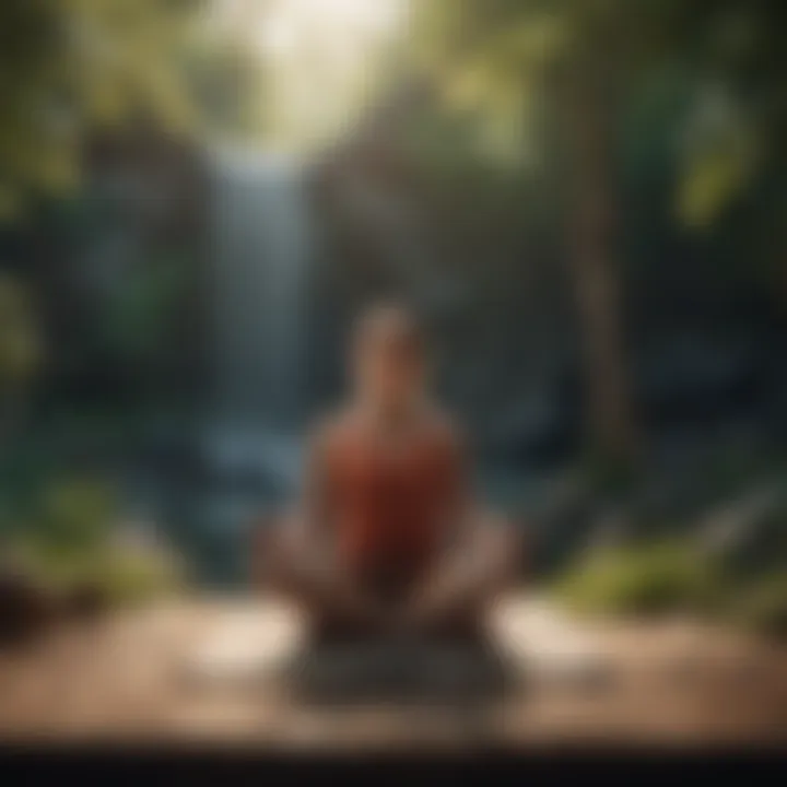 A person meditating in a peaceful environment