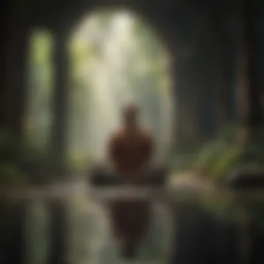 A person meditating in a tranquil environment