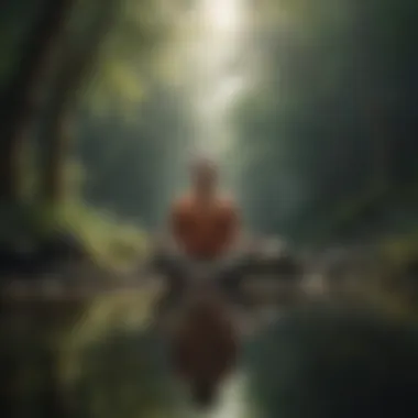 Finding Inner Calm A tranquil setting with a person meditating, reflecting inner peace