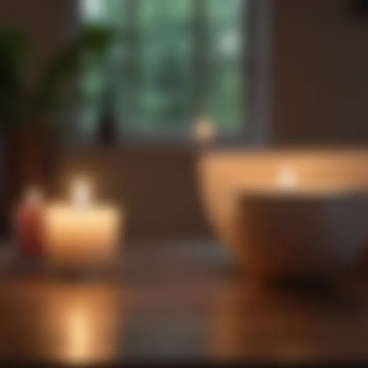 A tranquil setting with candles and soft lighting, embodying self-care