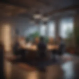 Diverse team discussing ideas in a bright office space