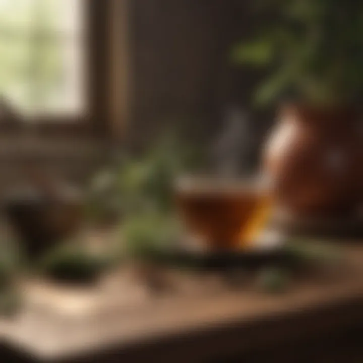 Warm herbal tea in a peaceful setting