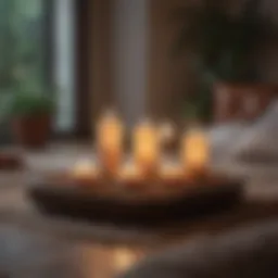 A serene meditation space with candles and soft cushions