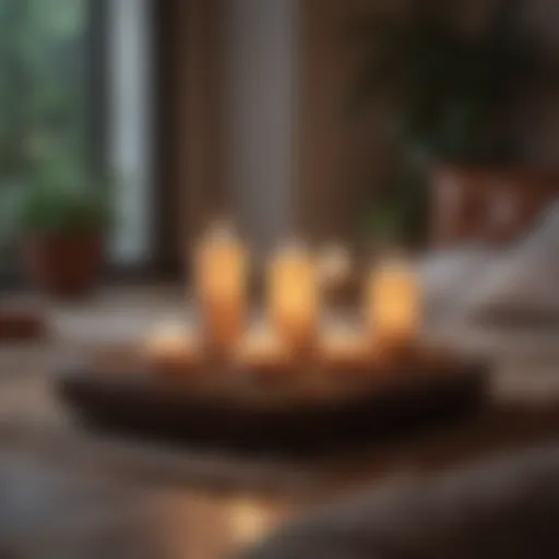 A serene meditation space with candles and soft cushions
