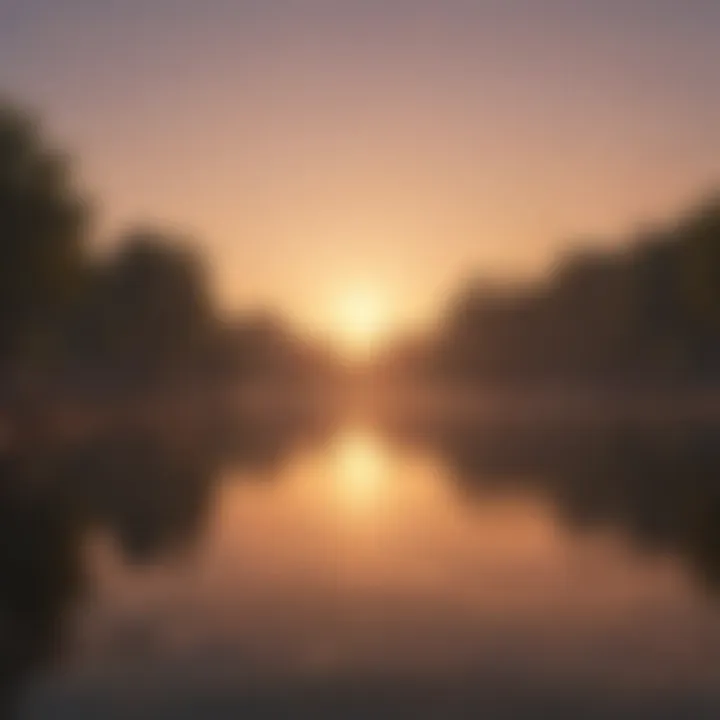 Serene sunrise over a calm landscape symbolizing new beginnings