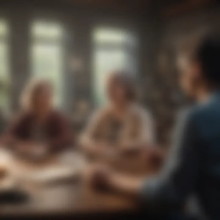 A serene environment for a book club meeting, with members engrossed in discussion