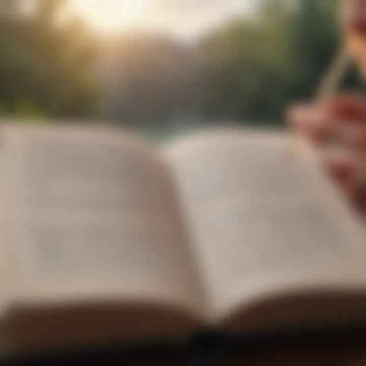 A person reading a book with inspiring quotes highlighted