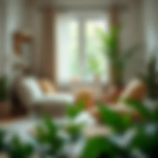 Cozy meditation corner with cushions and plants