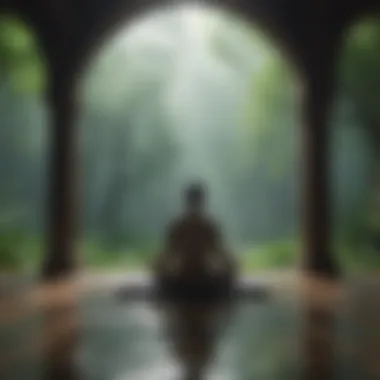 An abstract illustration of a person meditating in a quiet space