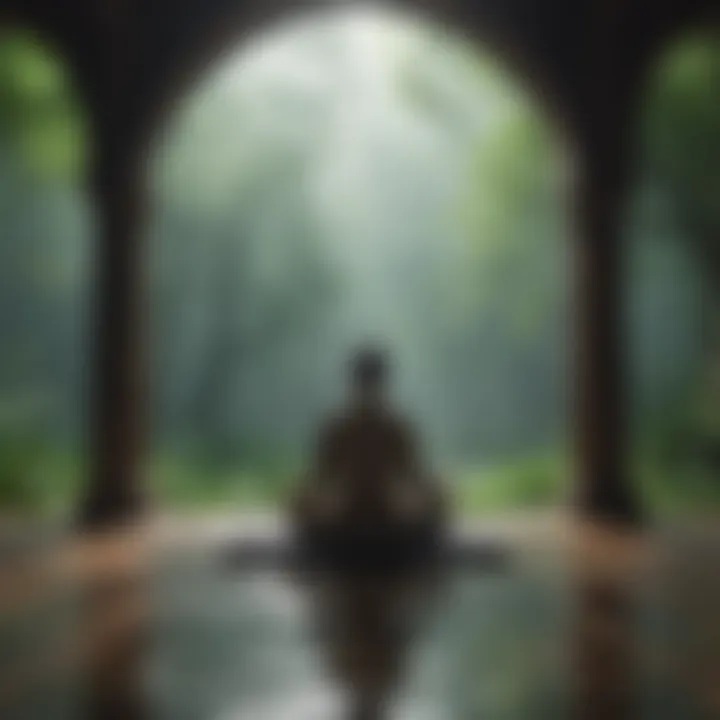 An abstract illustration of a person meditating in a quiet space