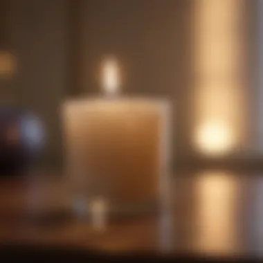 Close-up of a calming candle and soft lighting