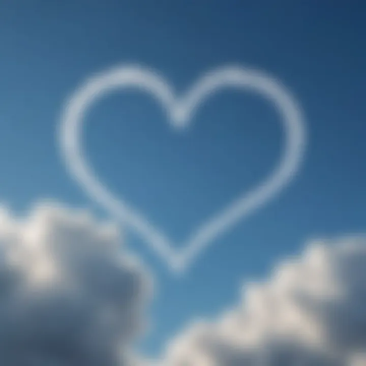 A heart-shaped cloud in a clear blue sky