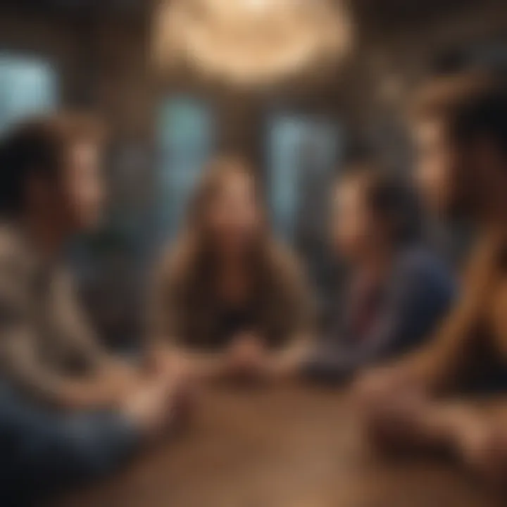 A group engaging in supportive conversation to highlight social influence