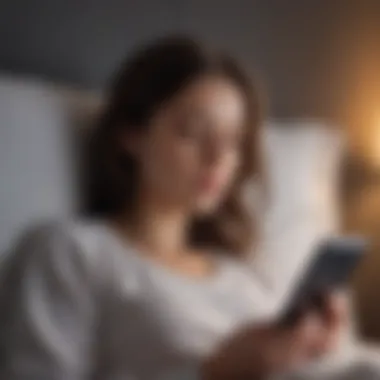 User Engaging with a Sleep Visualization Application User engaging with sleep app on device