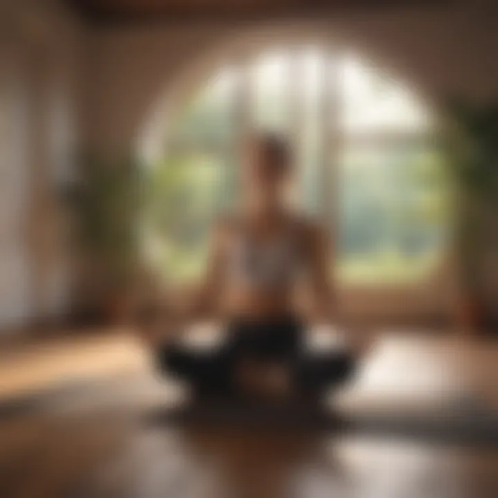 A peaceful yoga session taking place in a sunlit room