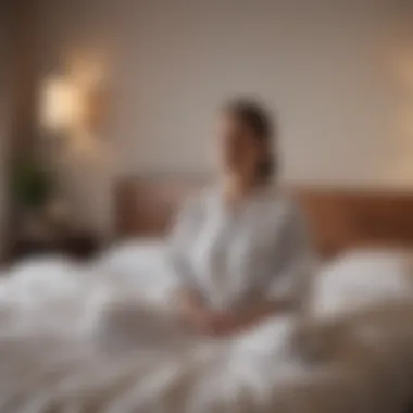 A peaceful scene of a person meditating in bed