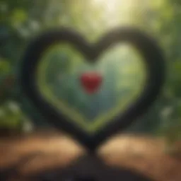 A heart symbol intertwined with vines, representing the growth of love.