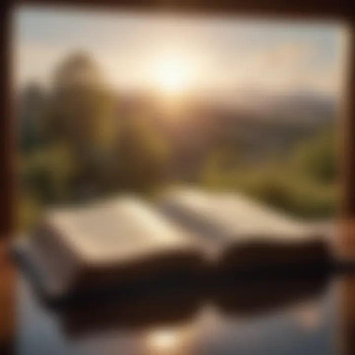 An open book with sunlight filtering through, signifying wisdom and reflection.