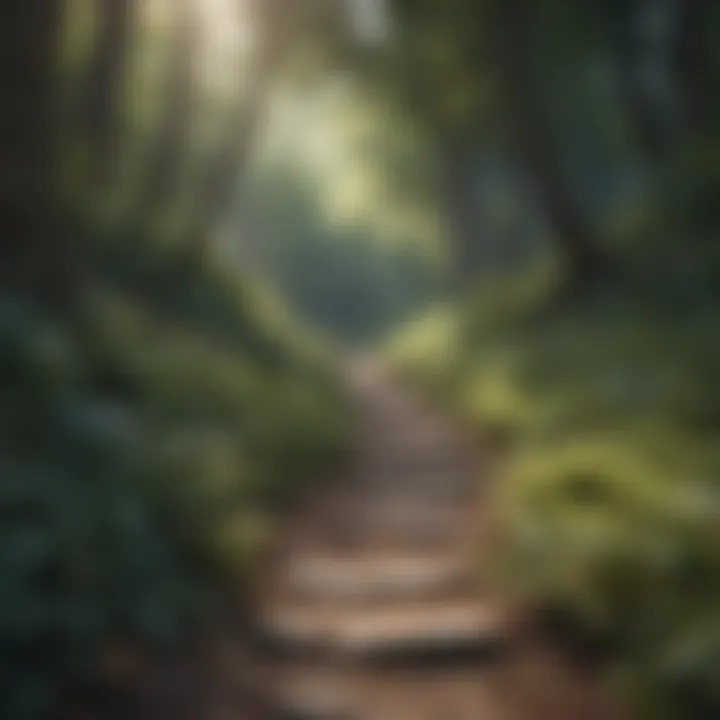A winding path through a peaceful forest representing personal journey