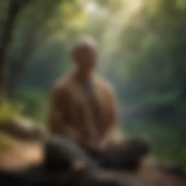 Mindfulness in Kindness A thoughtful individual meditating amidst nature