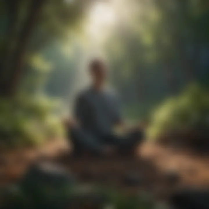 A person meditating in a peaceful outdoor setting