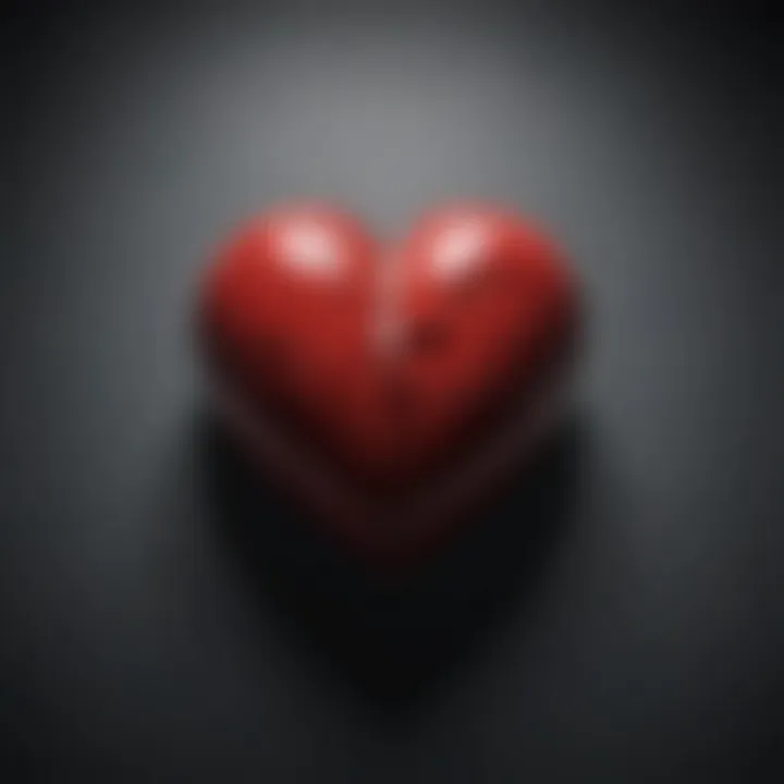 An abstract representation of a heart, intertwined with dark clouds.