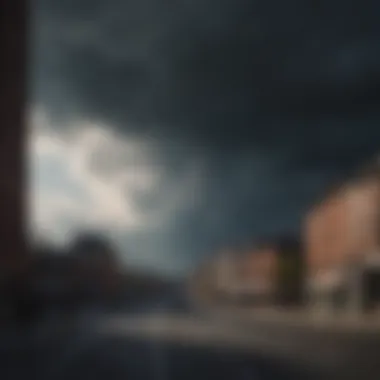 Urban Shadows of Hopelessness A dark cloud hanging over a cityscape, illustrating societal challenges.