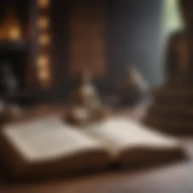 Wisdom in Words Open book with Buddha phrases highlighted