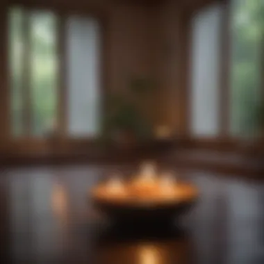 Creating a Calming Space A peaceful setting with candles and soft lighting suitable for meditation
