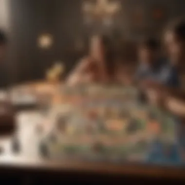 A group of individuals engaged in a lively board game night, showcasing social interaction.